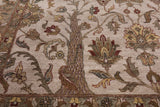 Ivory/Olive Green Border Persian Tabriz Handmade Wool Rug - 11' 8" X 15' 0" - Golden Nile