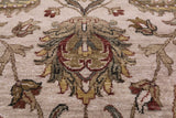 Ivory/Olive Green Border Persian Tabriz Handmade Wool Rug - 11' 8" X 15' 0" - Golden Nile