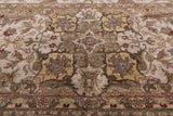 Ivory/Olive Green Border Persian Tabriz Handmade Wool Rug - 11' 8" X 15' 0" - Golden Nile
