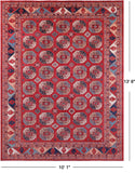 Red Turkmen Ersari Hand Knotted Wool Rug - 10' 1" X 13' 6" - Golden Nile