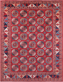 Red Turkmen Ersari Hand Knotted Wool Rug - 10' 1" X 13' 6" - Golden Nile