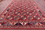 Red Turkmen Ersari Hand Knotted Wool Rug - 10' 1" X 13' 6" - Golden Nile