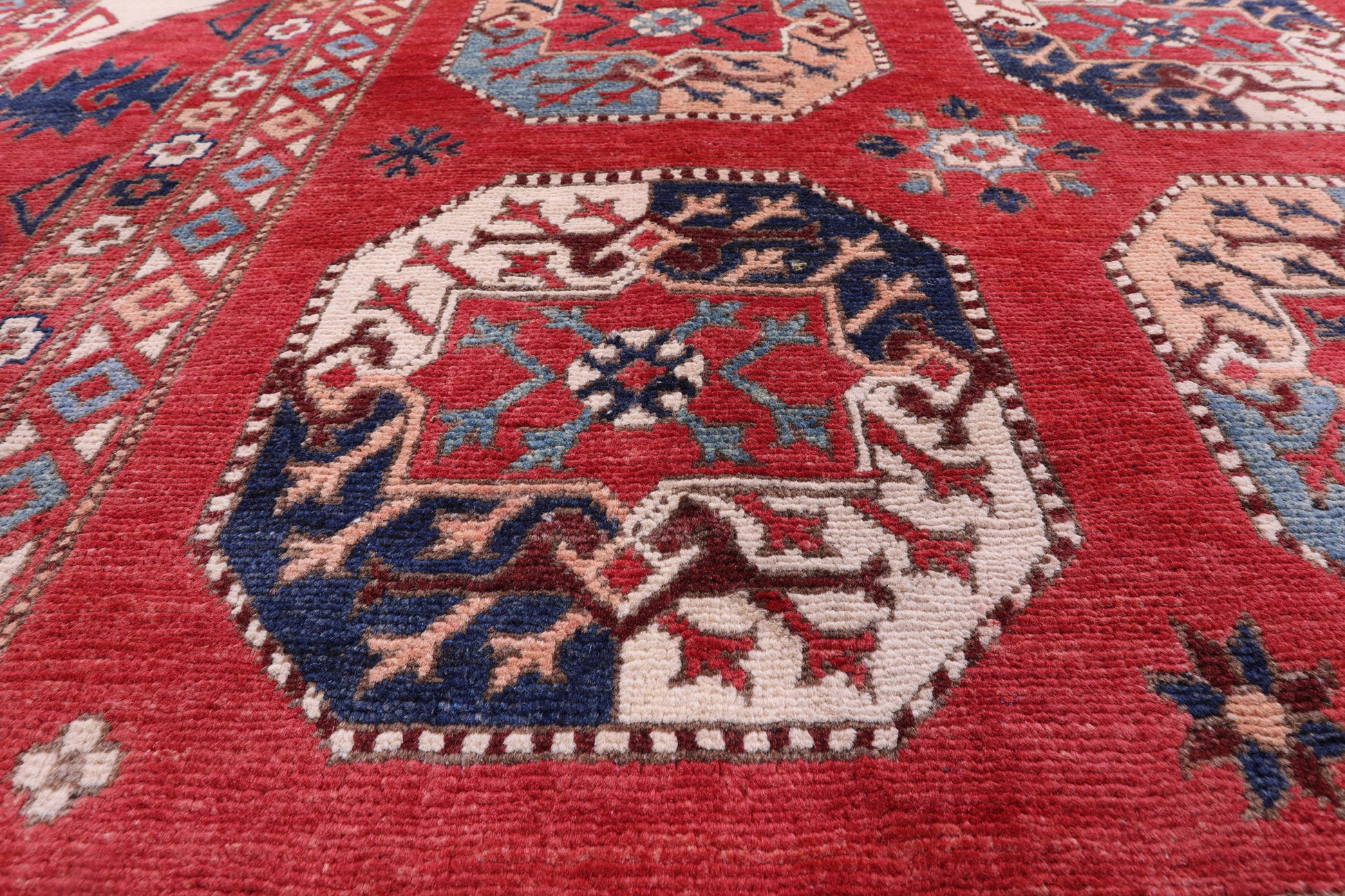 Red Turkmen Ersari Hand Knotted Wool Rug - 10' 1" X 13' 6" - Golden Nile