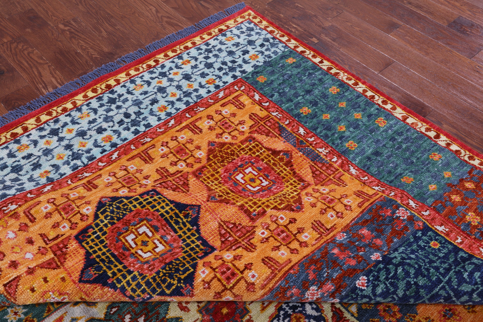 Geometric Persian Mamluk Hand Knotted Wool Rug - 12' 1" X 17' 10" - Golden Nile