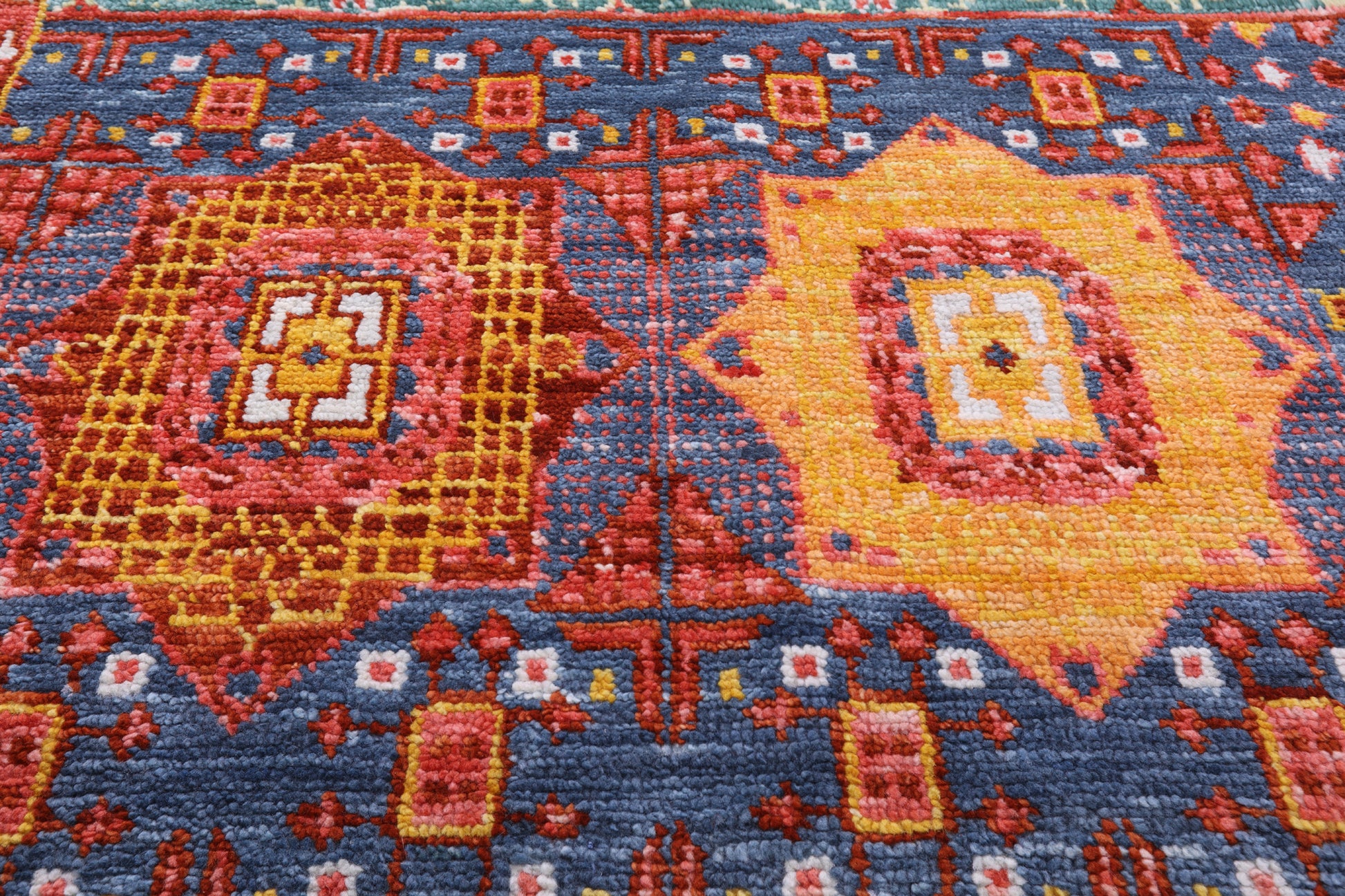 Geometric Persian Mamluk Hand Knotted Wool Rug - 12' 1" X 17' 10" - Golden Nile