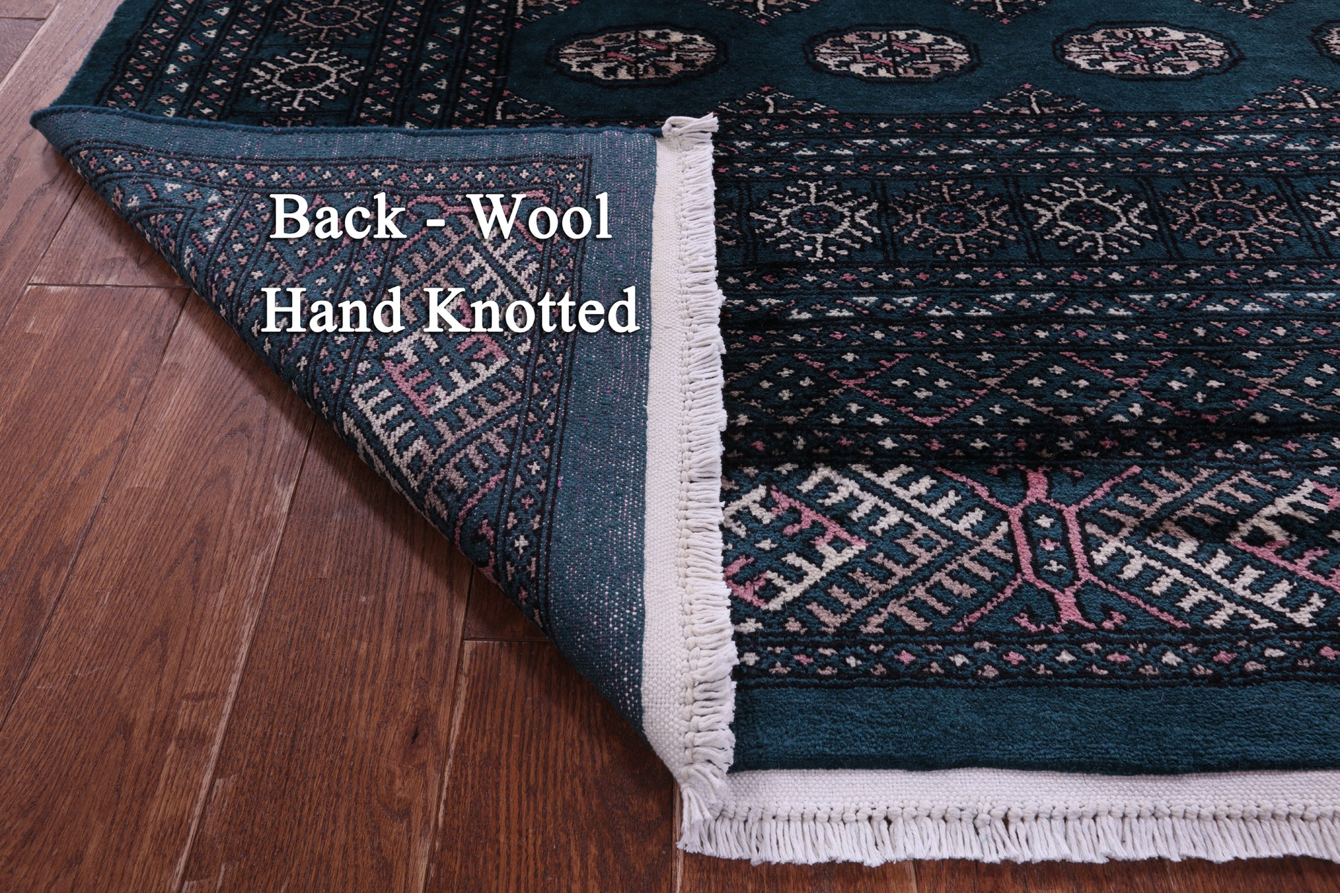 Green Bokhara Handmade Wool Rug - 8' 0" X 11' 0" - Golden Nile