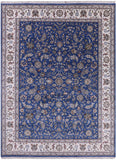 Blue Persian Nain Handmade Wool & Silk Rug - 9' 9" X 13' 11" - Golden Nile