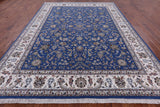 Blue Persian Nain Handmade Wool & Silk Rug - 9' 9" X 13' 11" - Golden Nile