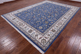 Blue Persian Nain Handmade Wool & Silk Rug - 9' 9" X 13' 11" - Golden Nile