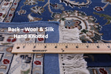 Blue Persian Nain Handmade Wool & Silk Rug - 9' 9" X 13' 11" - Golden Nile