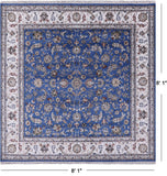 Blue Square Persian Nain Hand Knotted Wool & Silk Rug - 8' 1" X 8' 1" - Golden Nile