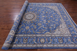Blue Persian Nain Hand Knotted Wool & Silk Rug - 8' 11" X 12' 4" - Golden Nile