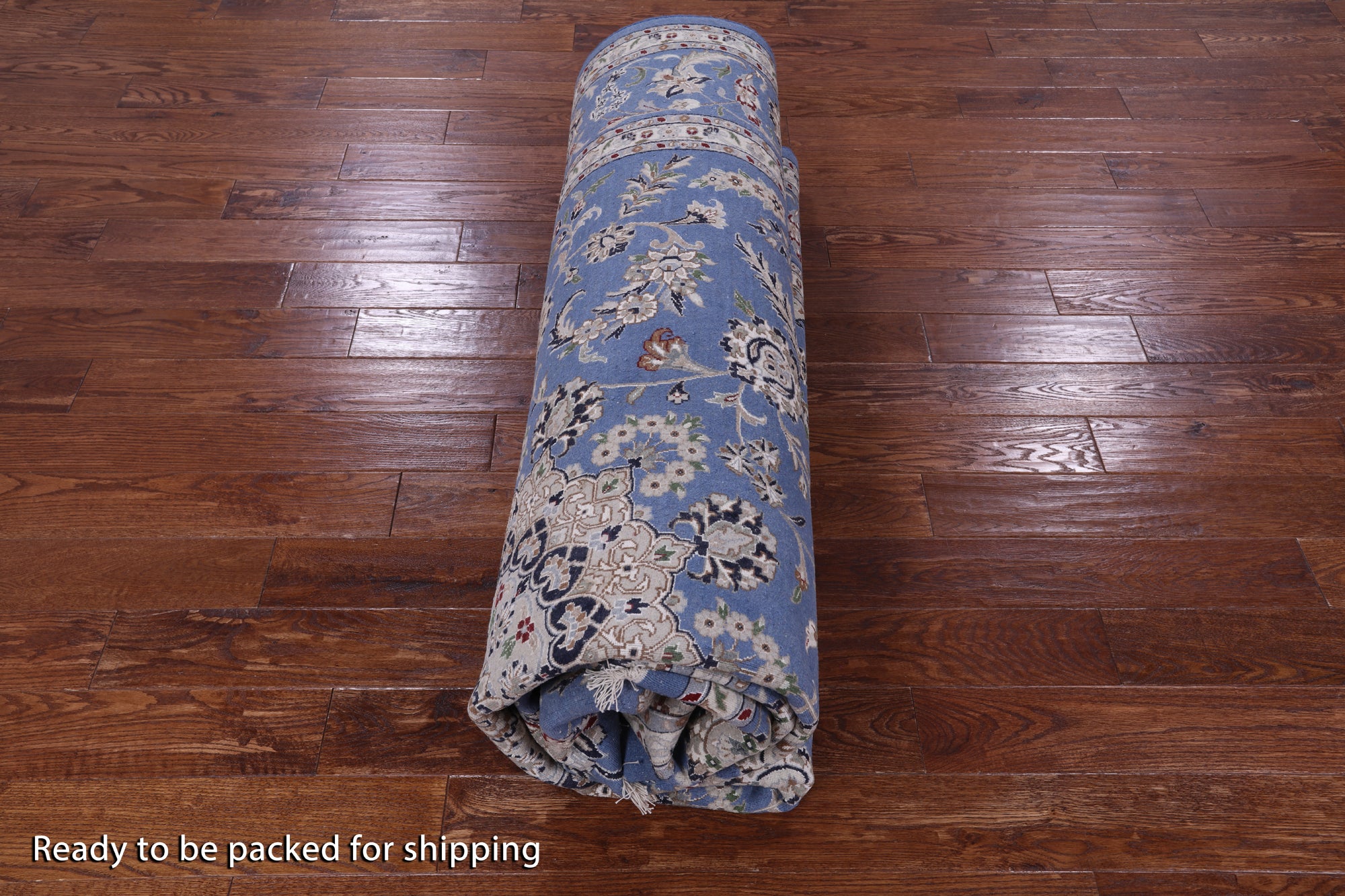 Blue Persian Nain Hand Knotted Wool & Silk Rug - 8' 11" X 12' 4" - Golden Nile