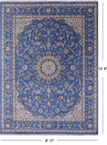 Blue Persian Nain Hand Knotted Wool & Silk Rug - 8' 11" X 12' 4" - Golden Nile