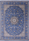 Blue Persian Nain Hand Knotted Wool & Silk Rug - 8' 11" X 12' 4" - Golden Nile