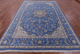 Blue Persian Nain Hand Knotted Wool & Silk Rug - 8' 11" X 12' 4" - Golden Nile
