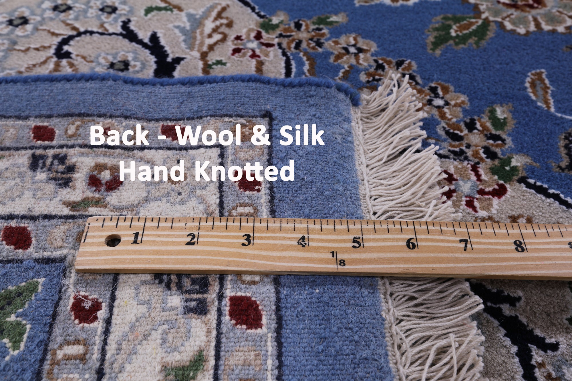 Blue Persian Nain Hand Knotted Wool & Silk Rug - 8' 11" X 12' 4" - Golden Nile