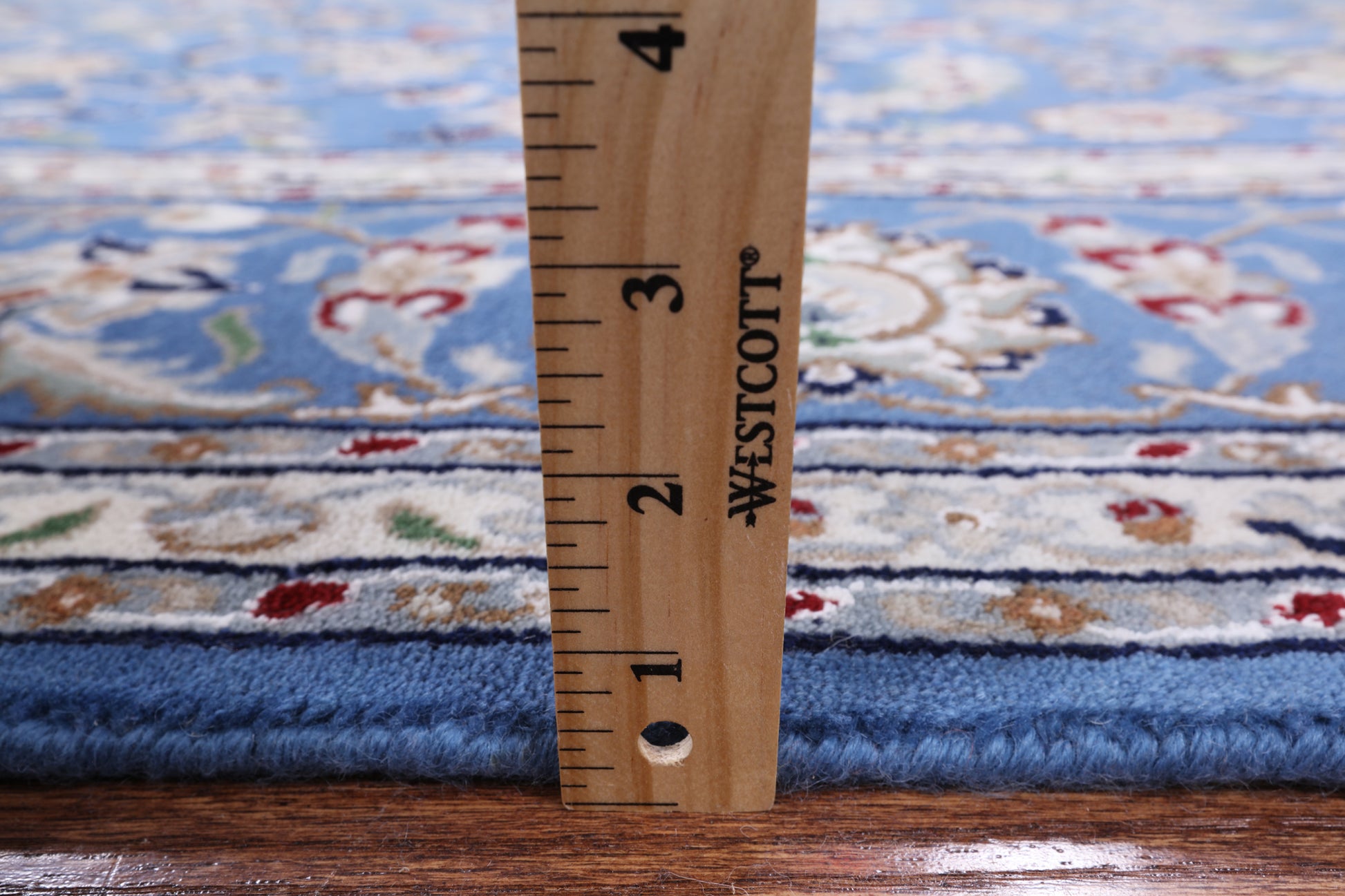 Blue Persian Nain Hand Knotted Wool & Silk Rug - 8' 0" X 10' 1" - Golden Nile