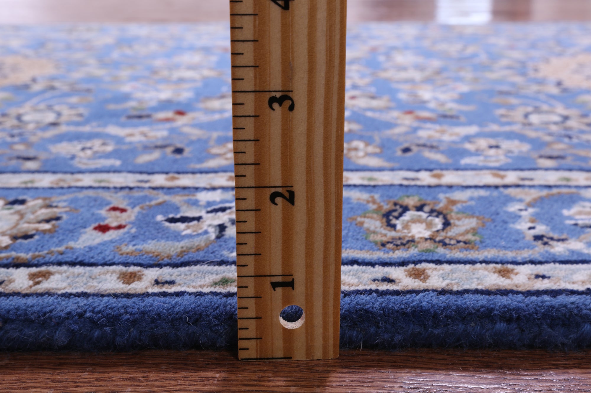 Blue Persian Nain Handmade Wool & Silk Rug - 2' 8" X 16' 0" - Golden Nile