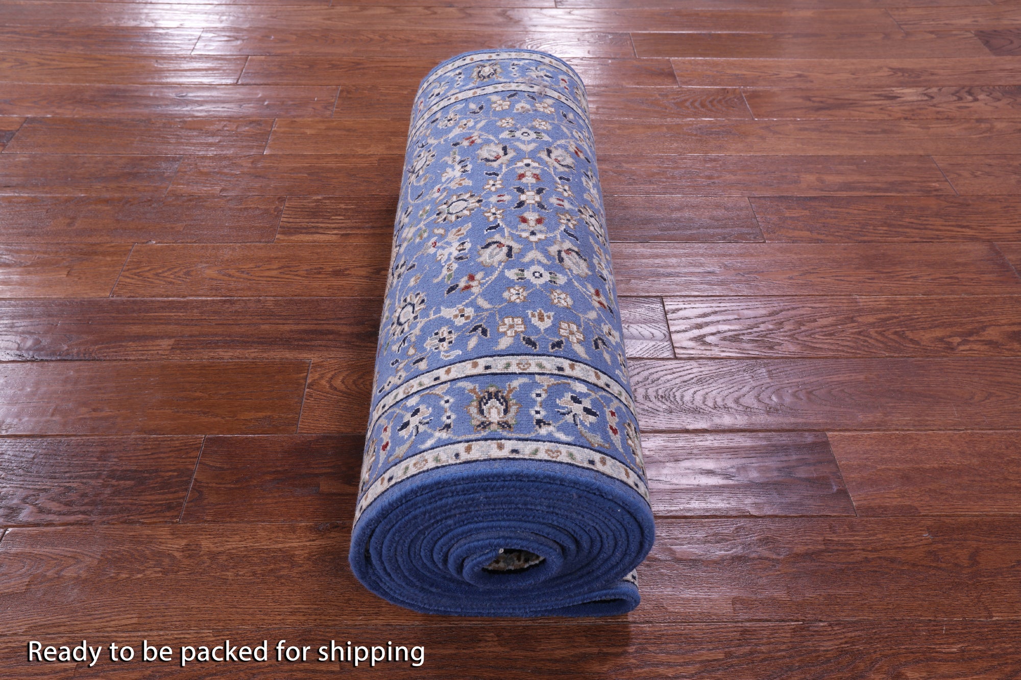Blue Persian Nain Handmade Wool & Silk Rug - 2' 8" X 16' 0" - Golden Nile