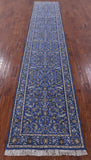 Blue Persian Nain Hand Knotted Wool & Silk Rug - 2' 7" X 14' 2" - Golden Nile