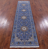 Blue Persian Nain Handmade Wool & Silk Rug - 2' 8" X 10' 3" - Golden Nile