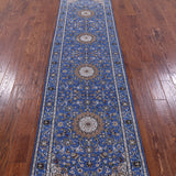 Blue Persian Nain Handmade Wool & Silk Rug - 2' 8" X 10' 3" - Golden Nile