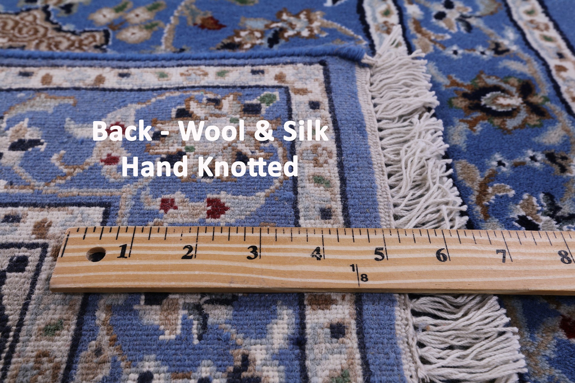 Blue Persian Nain Handmade Wool & Silk Rug - 2' 8" X 10' 3" - Golden Nile