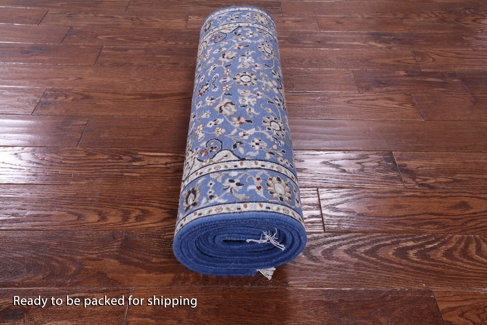 Blue Persian Nain Handmade Wool & Silk Rug - 2' 8" X 10' 3" - Golden Nile