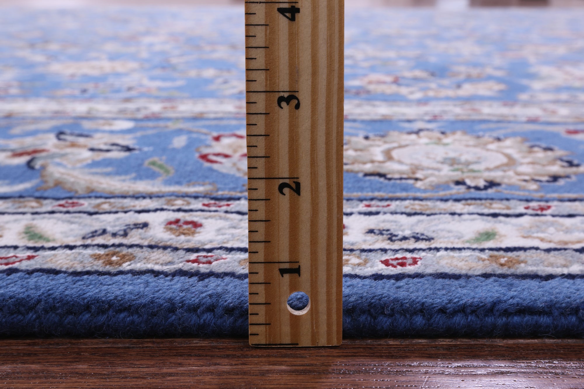 Blue Persian Nain Hand Knotted Wool & Silk Rug - 9' 0" X 19' 1" - Golden Nile