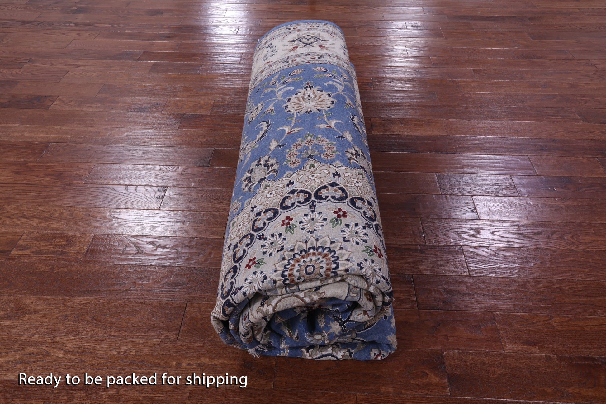 Blue Persian Nain Hand Knotted Wool & Silk Rug - 10' 3" X 14' 5" - Golden Nile