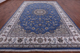 Blue Persian Nain Hand Knotted Wool & Silk Rug - 10' 3" X 14' 5" - Golden Nile