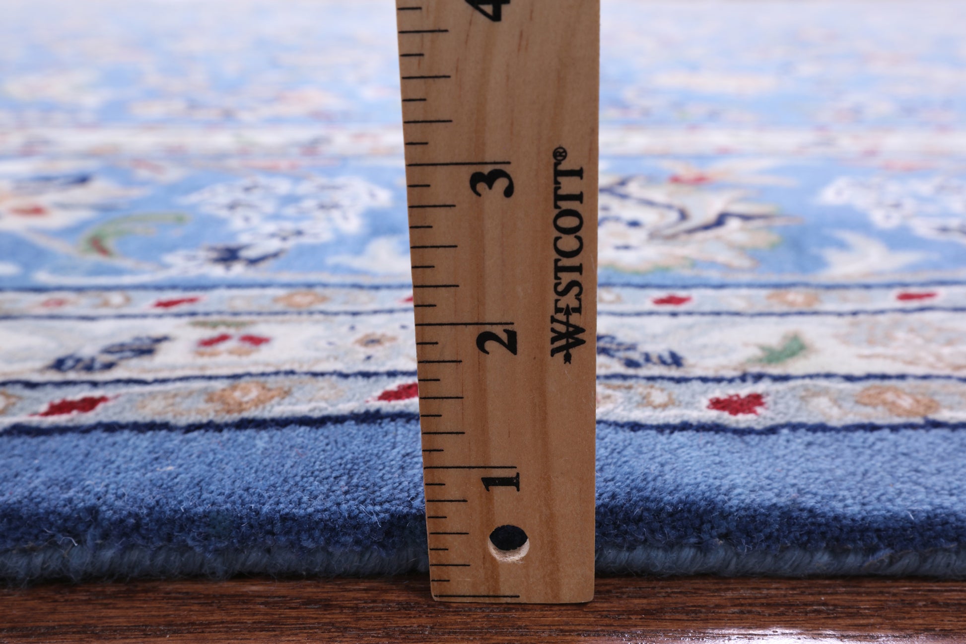 Blue Persian Nain Handmade Wool & Silk Rug - 9' 11" X 20' 4" - Golden Nile