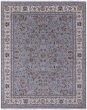 Blue Persian Nain Hand Knotted Wool & Silk Rug - 9' 0" X 12' 0" - Golden Nile