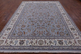 Blue Persian Nain Hand Knotted Wool & Silk Rug - 9' 0" X 12' 0" - Golden Nile