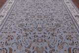 Blue Persian Nain Hand Knotted Wool & Silk Rug - 9' 0" X 12' 0" - Golden Nile