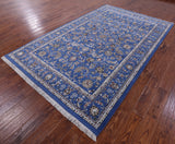 Blue Persian Nain Hand Knotted Wool & Silk Rug - 6' 0" X 9' 2" - Golden Nile