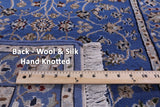 Blue Persian Nain Hand Knotted Wool & Silk Runner Rug - 2' 9" X 17' 11" - Golden Nile