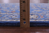 Blue Persian Nain Hand Knotted Wool & Silk Runner Rug - 2' 9" X 17' 11" - Golden Nile