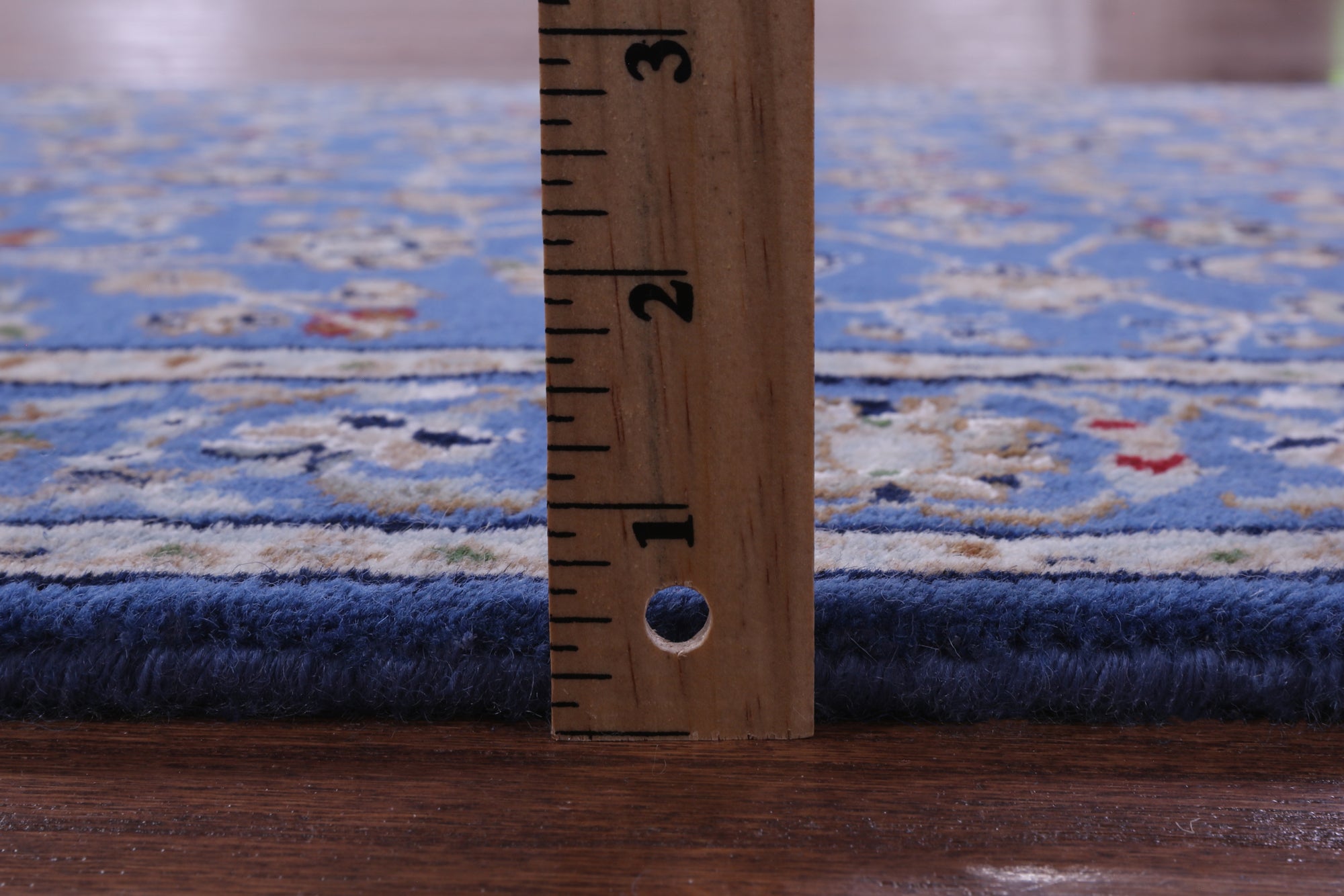 Blue Persian Nain Hand Knotted Wool & Silk Runner Rug - 2' 9" X 17' 11" - Golden Nile