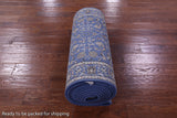 Blue Persian Nain Hand Knotted Wool & Silk Runner Rug - 2' 9" X 17' 11" - Golden Nile