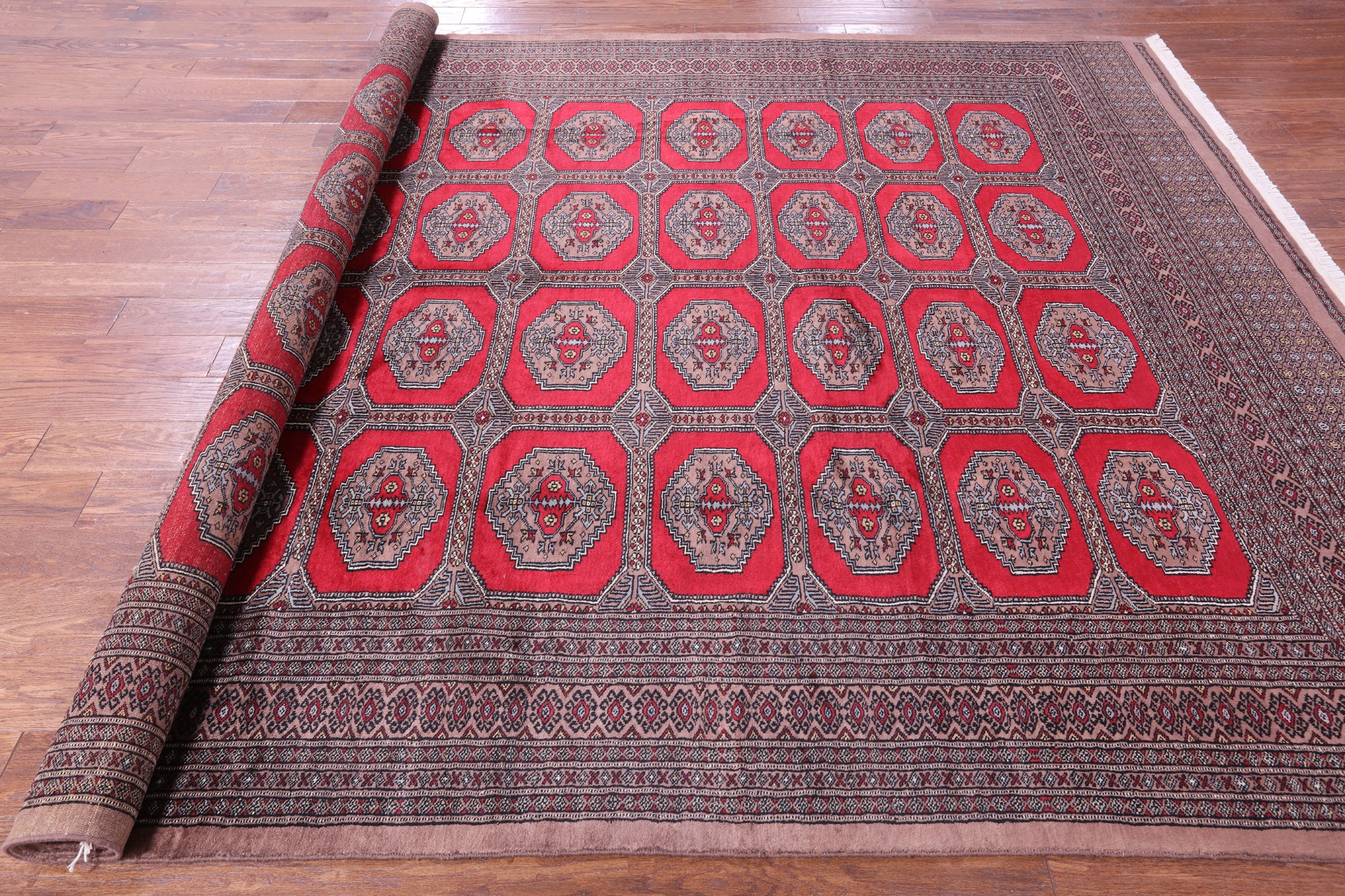 Red Bokhara Hand-Knotted Wool Rug - 8' 3" X 11' 5"
