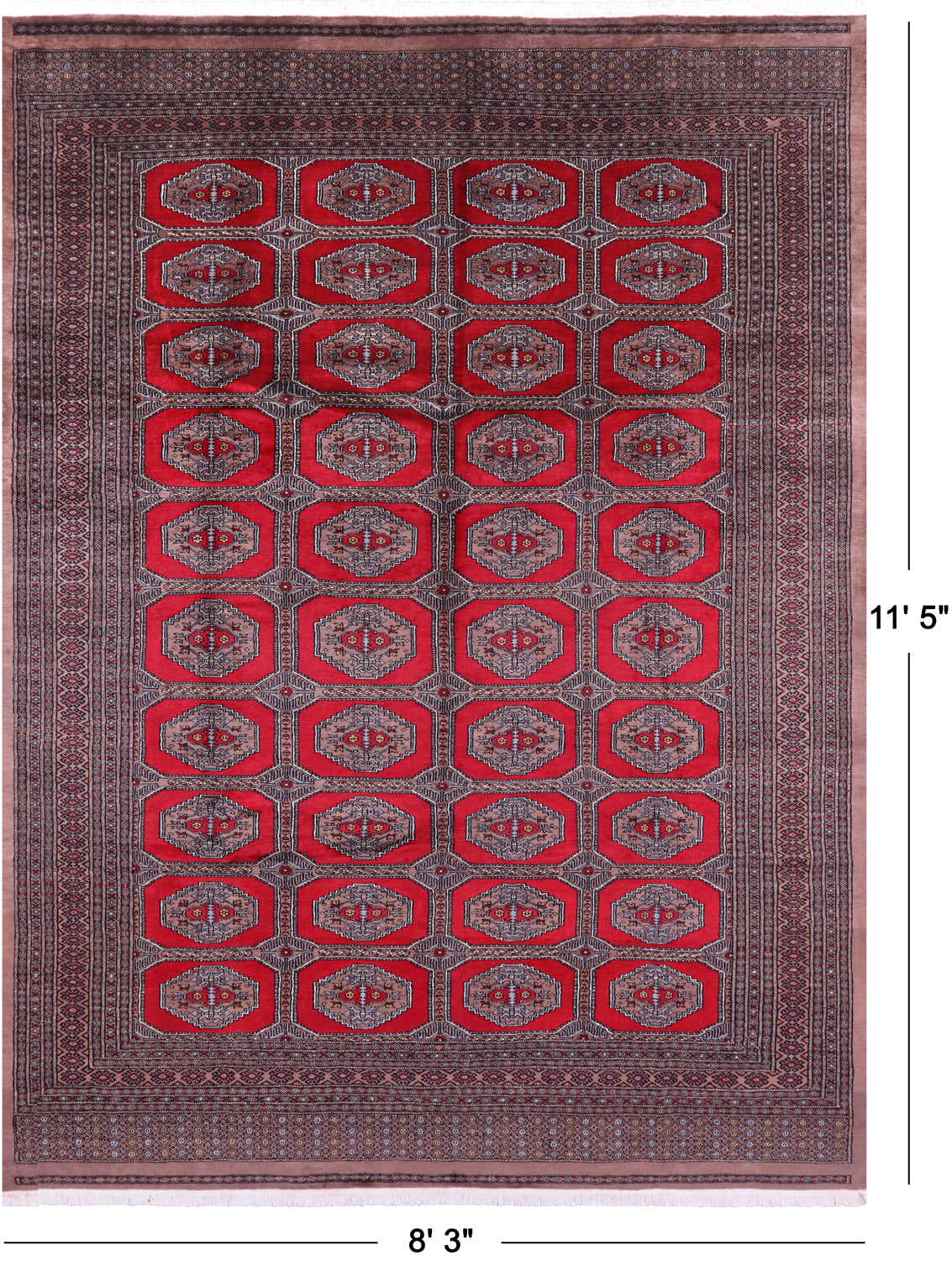 Red Bokhara Hand-Knotted Wool Rug - 8' 3" X 11' 5"