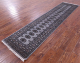 Grey Bokhara Handmade Wool Runner Rug - 2' 7" X 10' 2"