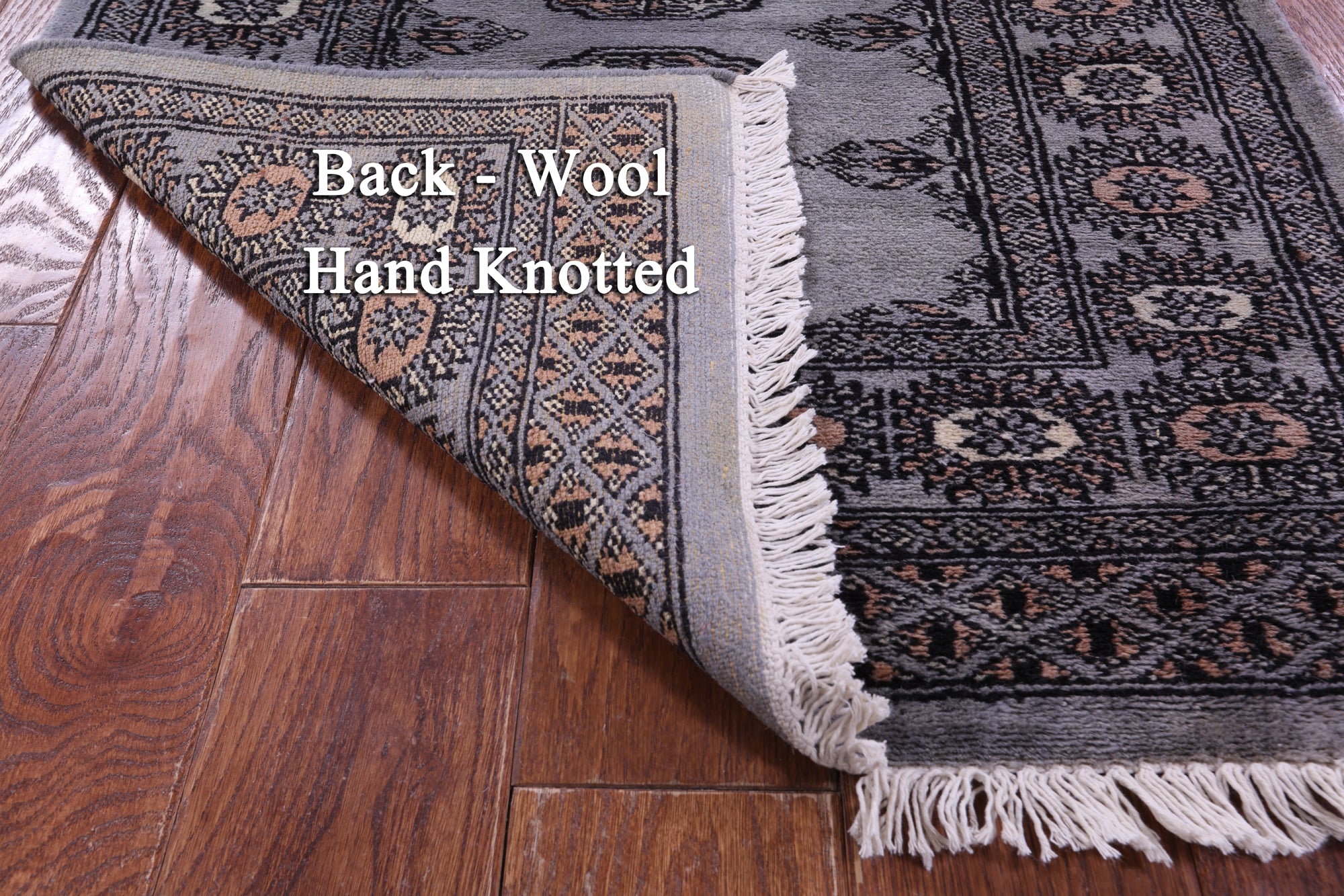 Grey Bokhara Handmade Wool Runner Rug - 2' 7" X 10' 2"