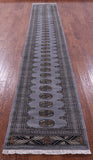 Grey Bokhara Handmade Wool Runner Rug - 2' 7" X 15' 7"