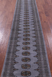 Grey Bokhara Handmade Wool Runner Rug - 2' 7" X 15' 7"