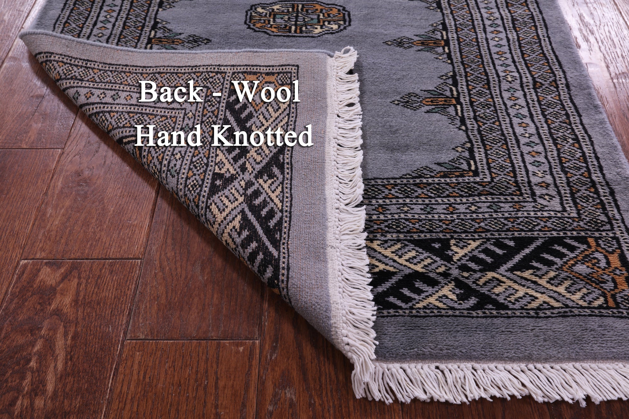 Grey Bokhara Handmade Wool Runner Rug - 2' 7" X 15' 7"