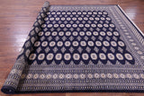 Navy Blue Bokhara Handmade Wool Rug - 9' 1" X 12' 0"