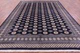 Navy Blue Bokhara Handmade Wool Rug - 9' 1" X 12' 0"